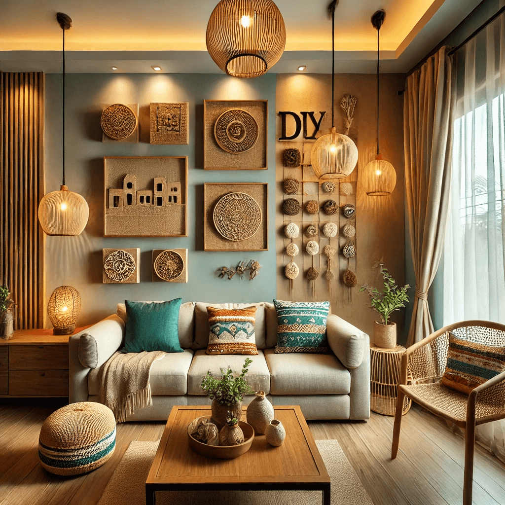 A cozy and stylish living room in Panipat designed with locally sourced decor elements.